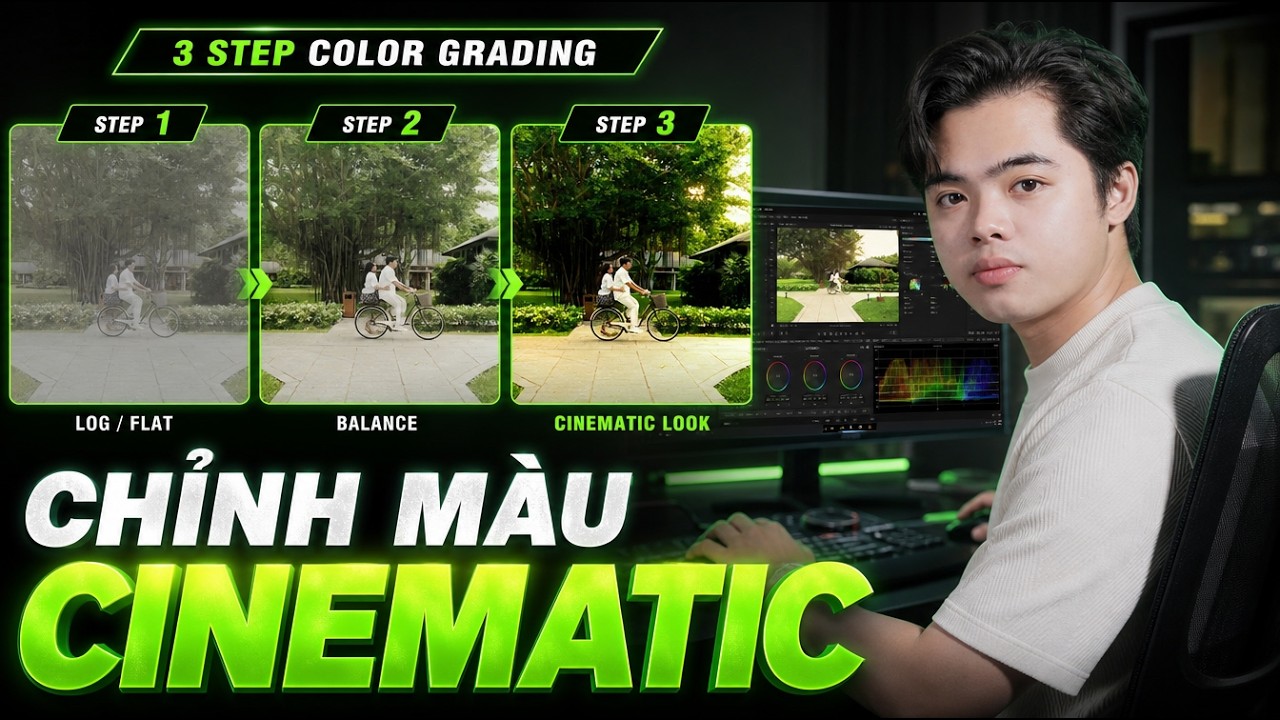 Thumbnail Chỉnh màu Cinematic bằng DaVinci Resolve từ A–Z