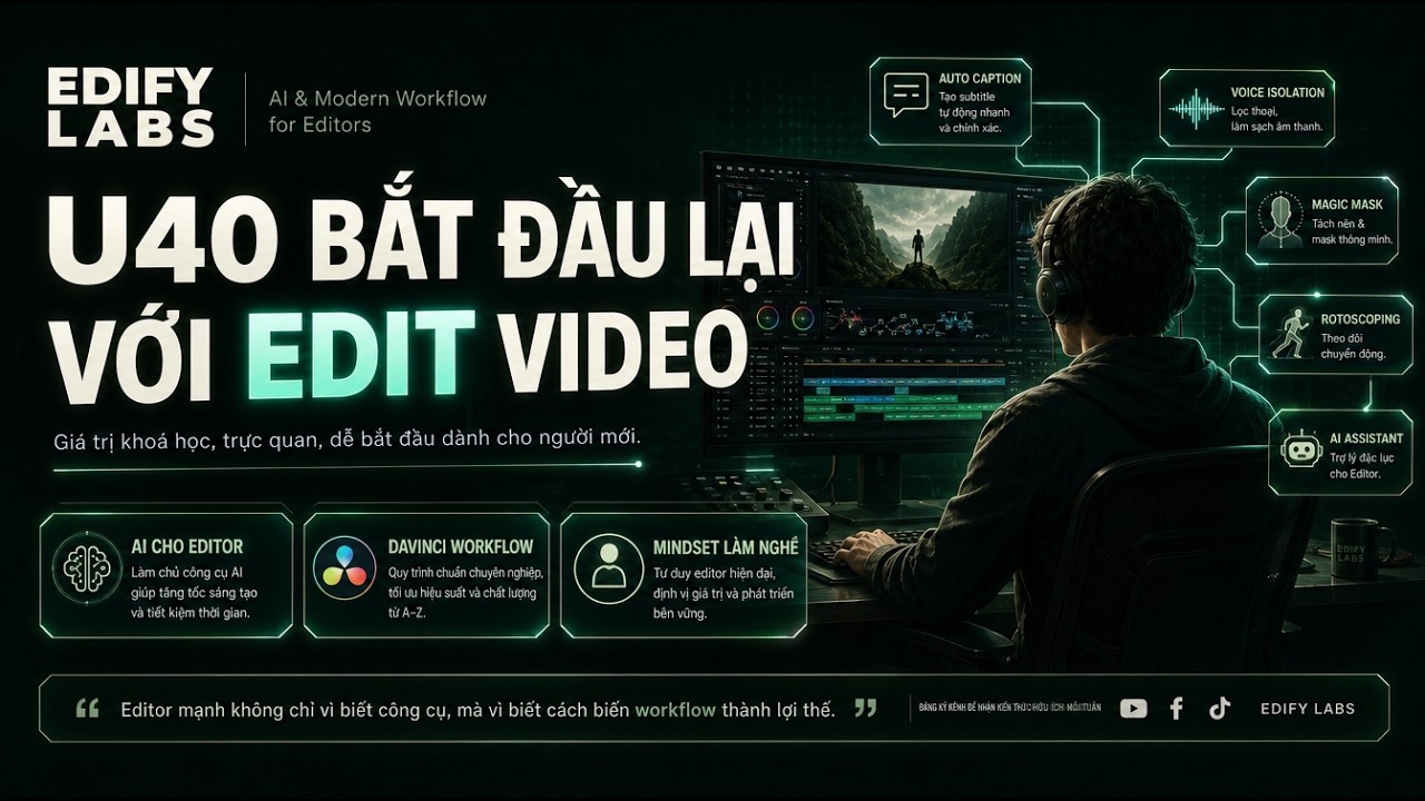 Thumbnail U40 học DaVinci Resolve có khó không?